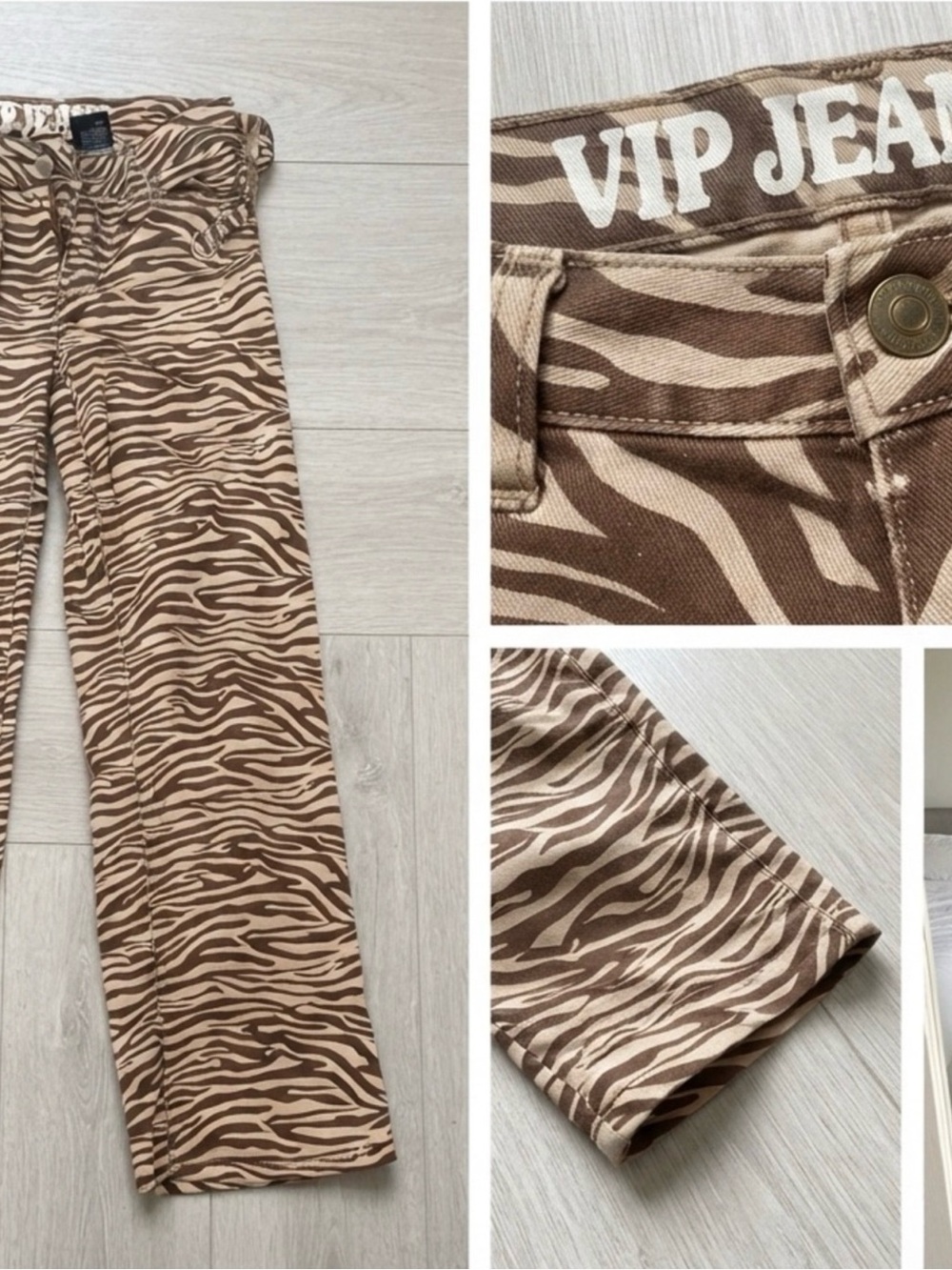 VIP Jeans Brown and Cream Zebra Print Jeans